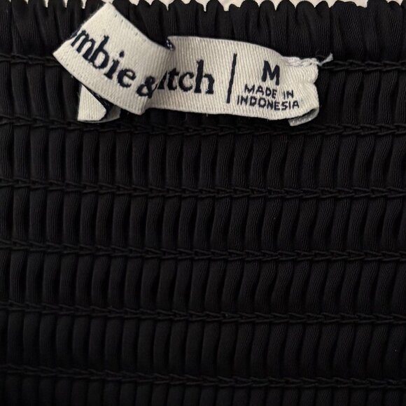 Abercrombie & Fitch Emerson Balloon Sleeve Satin Mini Black Dress Size Med NWOT - Picture 6 of 8